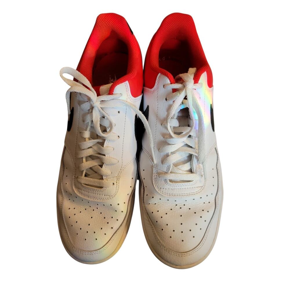 Nike Court Vision Lo Basketball Leather Sneakers White/Black/Red Mens Size 12 - Picture 2 of 7